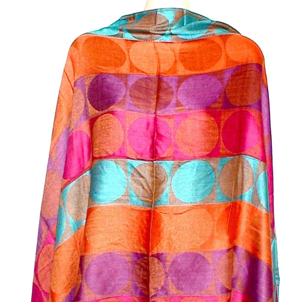 Soft Plush Polka Dot Fringed Long Stole Scarf